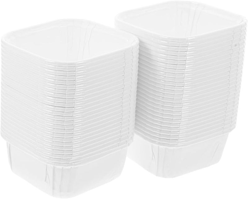 Cabilock 50 Pack Square Paper Baking Cups With Lids Disposable Party Supplies - Image 1